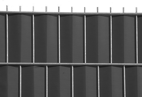 Zaun-Nagel Sichtschutzstreifen Windschutz PVC für Doppelstabzaun Balkon Garten 35 m ANTHRAZIT inkl. 12 Clips