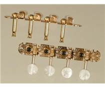 Set of 8 Mandolin Machine Heads (2 plates of 4) GOLD with pearloid buttons