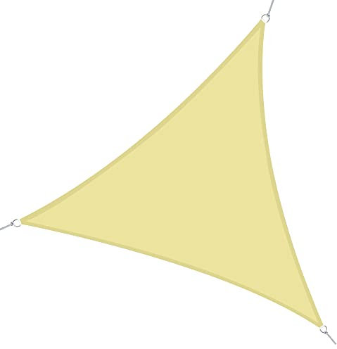 Outsunny Toldo Vela Color Arena sombrilla Parasol triangulo Tela de Poliéster Jardin Playa Camping Sombra Medidas, Medida 3x3x3 Metros, Color Arena