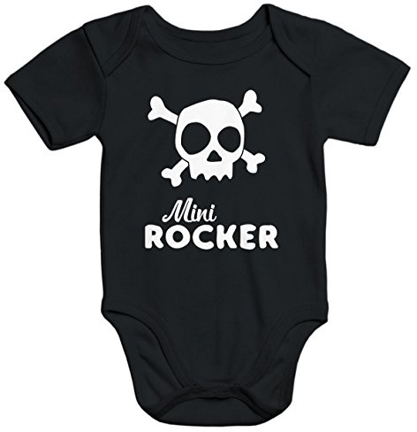 MoonWorks Kurzarm Baby-Body mit Aufdruck Mini Rocker Totenkopf Bio-Baumwolle