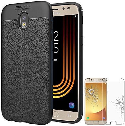 ebestStar - Cover Compatibile con Samsung J5 2017 Galaxy SM-J530F Custodia Protezione Silicone Gel Morbida Sottile Pelle Design, Nero + Vetro Temperato [Apparecchio: 146.2 x 71.3 x 7.9mm 5.2'']