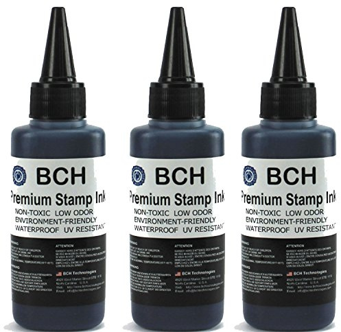 BCH Black Stamp Ink Refill 3-Pack – 2.5 oz Each, 7.5 oz Total – Compatible with Office, Notary & Signature Stamps