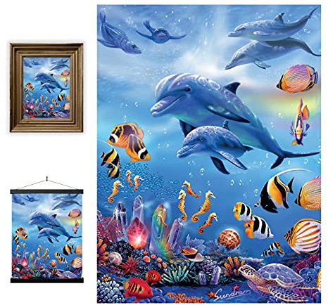 3D LiveLife Linsenförmige Wandkunst Drucke - Seepferd Reich von Deluxebase. Ungerahmtes 3D Korallenriff Poster. Perfekter Wandfüller. Original kunstwerk lizenziert von bekannt künstler, Steve Sundram