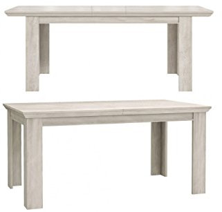 Furniture24 Tisch Kashmir KSMT40, Küchentisch, Esstisch ausziehbar 160-207 cm (Pinie Weiß)