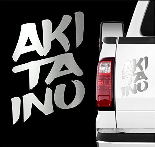 siviwonder Auto Aufkleber Akita Inu Japan - Font Schrift Autoaufkleber Hundemotiv Hundeaufkleber autoaufkleber Hund Folie Silber