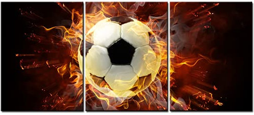 TAOMI Junge Höhle Wandkunst Fußball Sport Fußball Kunstwerk gedruckt Leinwand Gemälde für Kinderzimmer Schlafsaal Wanddekoration gespannt gerahmt 30,5 x 40,6 cm Fantasy Fußball