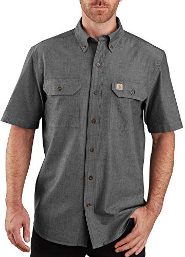 Carhartt Chemise de Travail à Manches Courtes pour Homme, Chambray Noir, L Grande Longueur