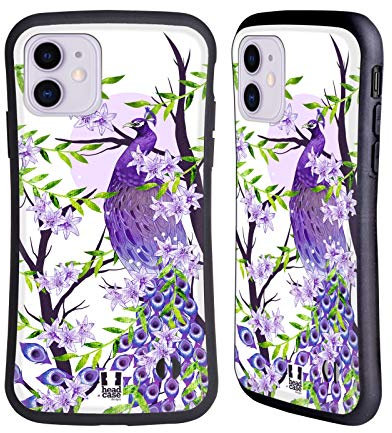 Head Case Designs Violett Pfau Sammlung Hybride Handyhülle Hülle Huelle kompatibel mit Apple iPhone 11
