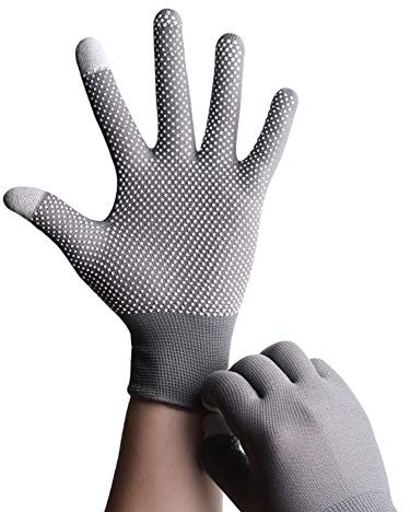 Men Women Thin Touchscreen Driving Gloves Sun Protection Cycling Cotton Gloves Sport GYM Fitness Workout Full Finger Racing Mitts Non-slip Silicone Breathable Short Riding Gloves