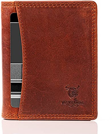 MATADOR Kartenetui Herren Leder 'Milano mit Geheimfach & Mini Münzfach | Minimalist Wallet Cardholder Herren mit RFID Schutz | Kartenportmonai Kleine Geldbörse Popmoney Herren Klein | Vintage Braun
