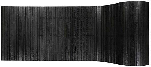 CASA TESSILE Tappeto Bamboo Cucina Tinta Unita Antiscivolo, a metraggio Passatoia bambù, Tappeto Bamboo su Misura. - Nero