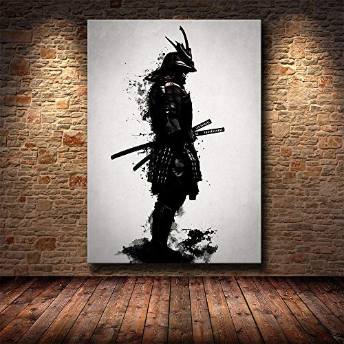 Cuadros,Pintura De Arte De Pared, Decoración del Hogar Samurai Blindado Japón Anime Lienzo Impresiones Imágenes Cartel Nórdico Modular para Sala De Estar, Carteles De Dormitorio para Hombres -50X70Cm