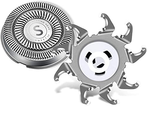 Sweetlf Rasierer Pack mit 3 drehbaren Rasiererköpfen für SweetLF SWS7105 Elektrorasierer für Männer (Silber)