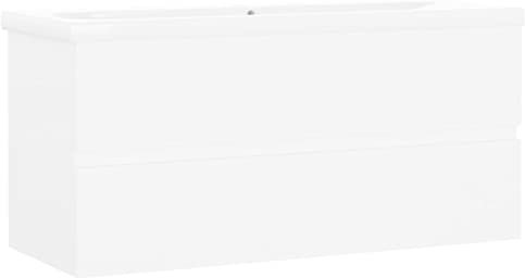 vidaXL Waschbeckenunterschrank mit Einbaubecken Unterschrank Badschrank Waschtisch Badezimmerschrank Hängeschrank Badmöbel Weiß Holzwerkstoff