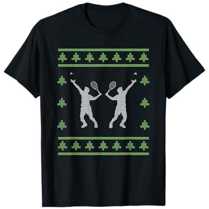 Badminton Weihnachten Design Ugly Christmas Badmintonspieler T-Shirt