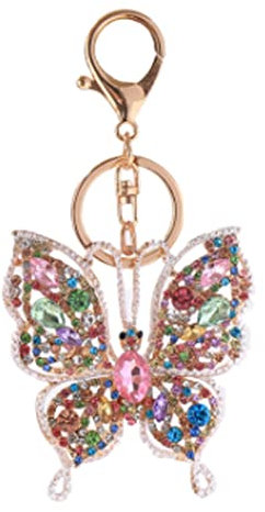 ARFUKA Schlüsselanhänger Edelstahl Iced Out Schlüsselanhänger Bling Schmetterling Anhänger Strass TaschenanhängerMetall Keychain Schlüsselbund Geburtstag Weihnachtsgeschenke für Männer und Frauen