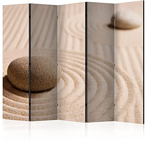 murando Akusticher Raumteiler Zen Foto Paravent 225x172 cm beidseitig auf Vlies-Leinwand bedruckt Akustikschaum Trennwand Spanische Wand Sichtschutz Home Office Spa Strand Stein Spa p-C-0025-z-c