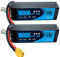 DXF Lot de 2 Batteries Lipo 4S 10000mAh 14.8V 100C avec fiches XT90 et plaques métalliques Souples pour Camion télécommandé, Camion, Buggy, réservoir RC