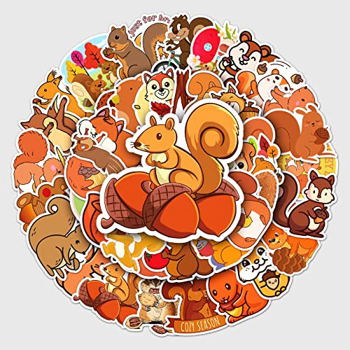50 Stück Eichhörnchen Aufkleber Auto Laptop Telefon Gitarre Skateboard Motorrad Fahrrad The Squirrel Cute Animal Stickers Set Vinyl Wasserdicht Aesthetic Aufkleber für Jugendliche Kinder Erwachsene