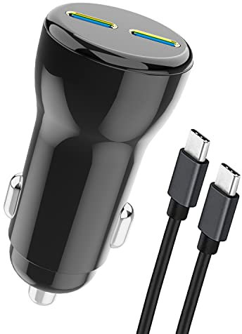 Zigarettenanzünder Doppelt USB-C PD 3.0 Auto Ladegerät 40W, Mini USB KFZ Schnelllade Adapter mit 1M C to C Ladekabel für iPhone 11/12, Samsung S21/S20/S10, Huawei, Xiaomi,Tablets und Mehr