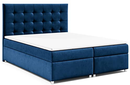 Best For Home|Boxspringbett Trinity K-12 mit Bonellfederkernmatratze H3 & 7cm PUR-Schaum-Topper|Bettkasten mit Federmechanismus | Boxspringbett 200x200 | Polsterbett 200x200 |Doppelbett200x200