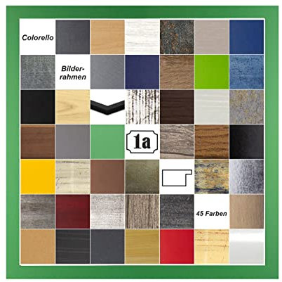 Colorello Deluxe Bilderrahmen Posterrahmen 30x30 cm Panorama und Quadrat Formate Grün Froschgrün Antireflex Kunstglas