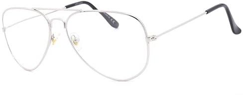 NEW VISION Occhiali Da Lettura Uomo, Occhiali Da Vista Uomo Stile Retro Aviatore, CE, UV400 Occhiali Lettura Per Uomo Donna, NV8132 (Argento, 1.5, x)