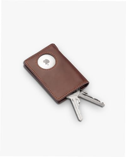 ISENTIALS AirTag* Schlüsselorganizer aus Premium Leder, Schlüsseletui, Schlüsselanhänger aus Premium Leder mit Halterung für Apple AirTag Autoschlüssel (Mocca Braun)