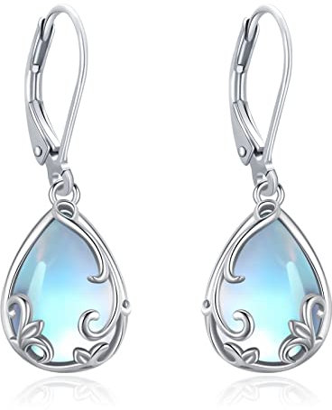 Eusense Mondstein Ohrringe Filigrane Tropfenohrringe 925 Sterling Silber Tränenohrringe Schmuck Geschenke für Frauen Mädchen-1