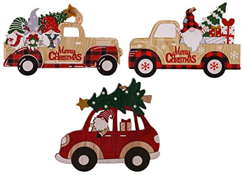 NUSITOU 3pcs Car Accessories Wood Car Chips Farmhouse Christmas Ornaments Christmas Wooden Tag Wooden Farmhouse Ornaments Xmas Party Ornaments Elder Rope Craft Supplies Old Fashioned