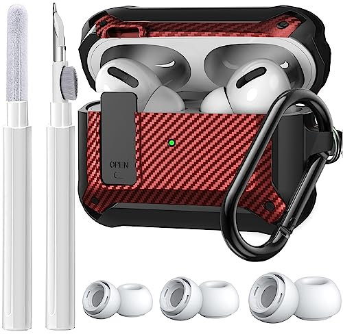 Olytop Schutzhülle für Airpods Pro 2 Gen/Pro mit Reinigungsset und Ersatz-Ohrstöpseln (S/M/L), robuste Air Pod Pro 2. / 1. Generation Schutzhülle für iPod Pro (2023/2022/2019) mit Schlüsselanhänger