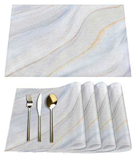 Marmor Druck Stein Platzsets 4er Set Rechteckige Tischsets Abwaschbar Hitzebeständig Platzset für Küche Esstisch Dekor Indoor Outdoor