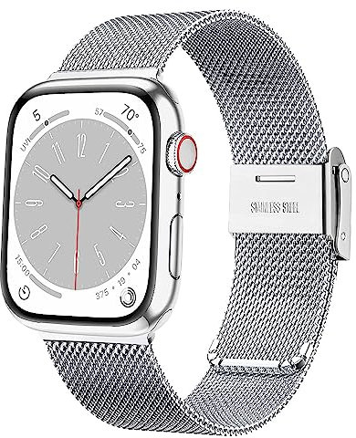 Issinlky Correa de metal compatible con Apple Watch 38 mm 40 mm 41 mm, correa de malla de acero inoxidable para Apple Watch Series 8 7 6 5 4 3 2 1 SE