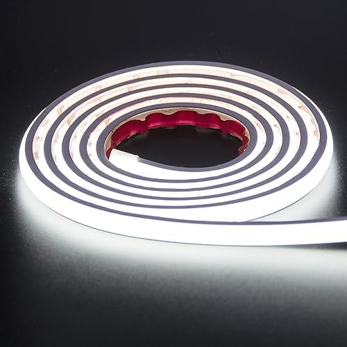 pcning 2M COB LED Strip Selbstklebend 230V Direktanschluss Sehr Hell IP67 Wasserdicht, 2 Meter Flexibel LED Streifen Kaltweiss Lichtband (Kaltweiß, 2)…