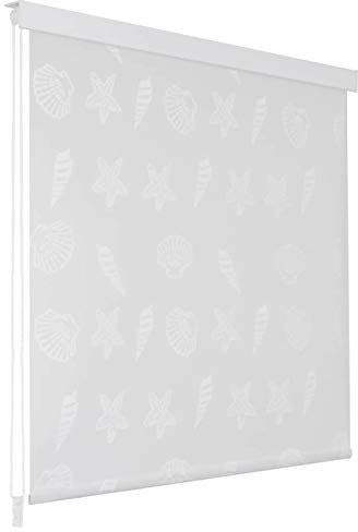 BULANED Duschrollo, Spritzschutz Für Badewanne, Duschvorhang Badewanne, Badewanne Vorhang, Duschvorhang Rollo, 100 x 240 cm Seesternmuster