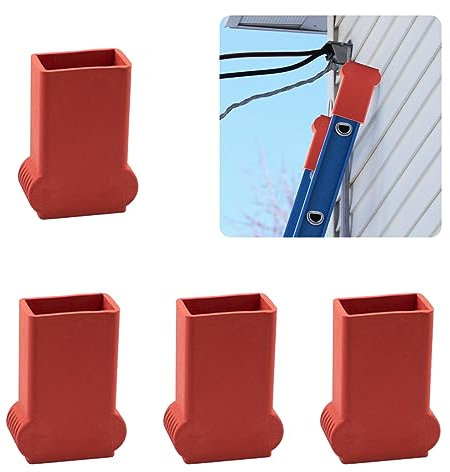 4 piezas Pies de Escalera Escalera Cubierta de Goma Cubierta de Pies Patas Antideslizantes Para Escaleras Almohadilla Protectora para Escaleras Telescópicas 3x5cm (Rojo)