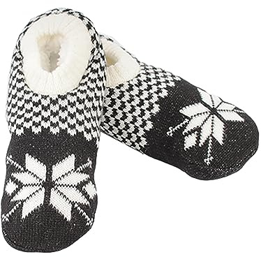 Mojawo Da Kuschelschuh Ballerina Hausschuh Pantoffel Slipper Eiskristall Sherpa Futter Antirutschnoppen Gr 35-38