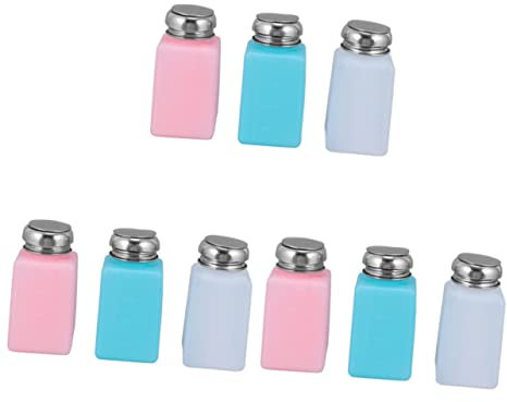 minkissy 9pcs Easy Spray Nail Polish Bottle Refill Press Bottle Gel Remover Polish Container Rubbing Alcohol for Women Girls Random Color