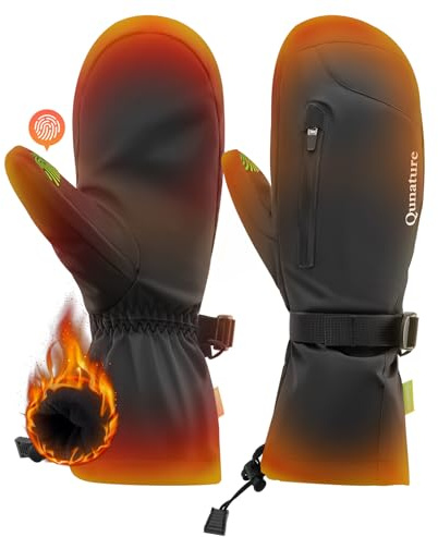Qunature Skihandschuhe Thermo Winddichte Handschuhe wasserdichte Warme | Schneehandschuhe Vollfingerhandschuhe mit Touchscreen für Winter Outdoor-Aktivitäten wie Skifahren Damen/Herren