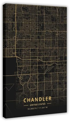 Chandler United States City Map Poster Leinwand Poster Schlafzimmer Dekor Sport Landschaft Büro Zimmer Dekor Geschenkrahmen 30 x 45 cm