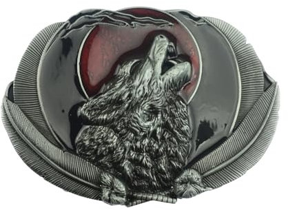 blispring Gürtelschnalle für Herren, Vintage-Gravur, Wolfskopf, Taillengürtelschnalle für Hosen, Western-Cowboy-Schnalle, Bundzubehör