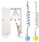 Andiker Cat Spring Toy, Self-Play Stretchable Door Hanging Cat Toy with Bell for Indoor Interactive Cat Toy, Soft Plush Ball with Spring Kitten toy for Cat Kitten Playing Exercising (Yellow+Blue)