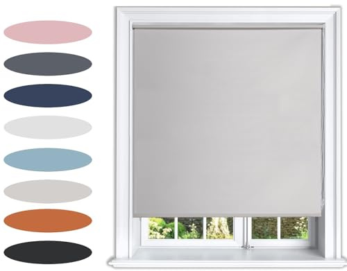 Lister Cartwright Blackout Plain Roller Blinds Windows Blind Easy Fit Child Safety Included (Grey, 250 cm Width x 160 cm Drop)
