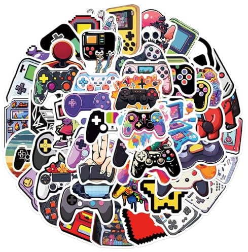 50 Pcs Game Controller Stickers Cartoon Gamepad Stickers Waterproof Vinyl Gaming Stickers Suitable for Children Youth Adults (B)