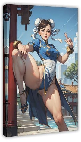 NWGACS Leinwandposter Game Street Fighter Chun-Li 9, Schlafzimmer, Dekoration, Sportlandschaft, Büro, Raumdekoration, Geschenk, Rahmen-Stil, 60 x 90 cm
