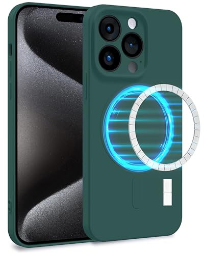 MyGadget Cover [ MagSafe ] per Apple iPhone 15 Pro - Custodia in Silicone Morbido a Doppio Strato – Case con Protezione Fotocamera & Fodera Interna - Verde Oliva