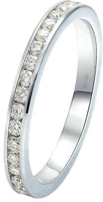 Stfery Weißgold Ring Damen 585 Ringe für Frauen 0.015ct Rund Natürlicher Diamant Trauringe Damen