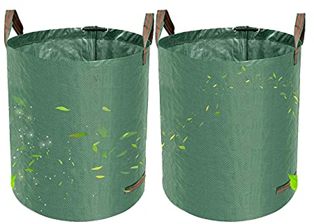 Gartensack 2 x 60L-2 Premium Gartensäcke-Stabile Gartenabfallsäcke aus Robustem Polypropylen-Gewebe (PP) - Selbststehend und Faltbar Laubsäcke für Gartenabfälle Laub Rasen Pflanz Grünschnitt