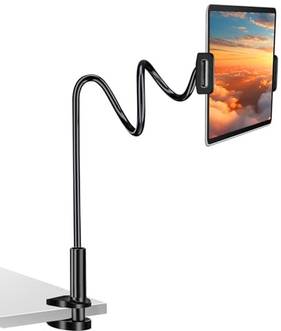 flintronic Schwanenhals Handy Halterung, Handy Ständer, 360° Flexible Arm Mobile Halterung mit 2 Clips, Halterung Bett, Verstellbarer Arm im Bett für 4-12 Zoll iPhone/Samsung/Huawei, 85cm