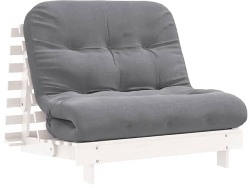 vidaXL Futon Schlafsofa mit Matratze, Bettsofa mit verstellbaren Rückenlehne, Schlafcouch für Wohnzimmer Schlafcouch, Klappsofa, Weiß Massivholz Kiefer